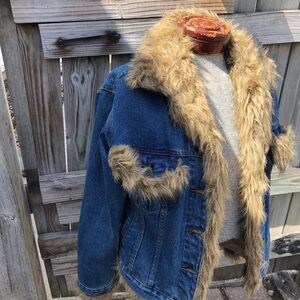 Tasha Polizzi Denim Jacket with Faux Fur Trim